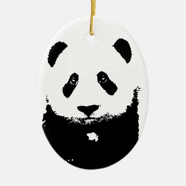 Black & White Panda Ceramic Ornament (Front)