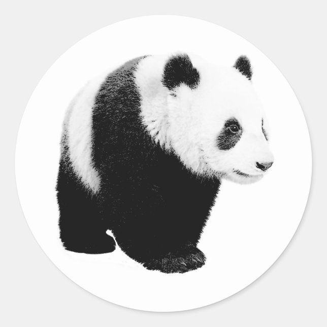 Black & White Panda Classic Round Sticker (Front)