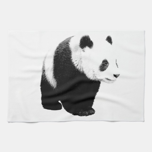 Black & White Panda Kitchen Towel (Horizontal)