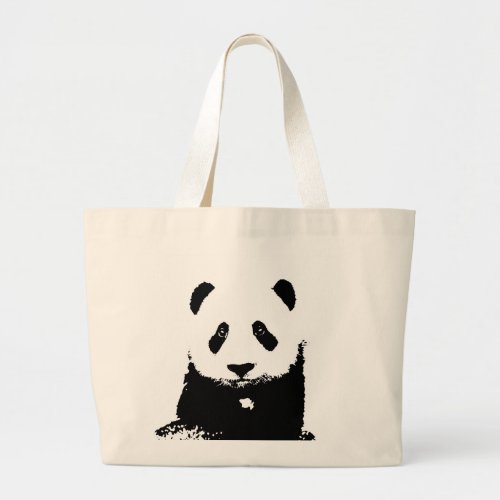Black  White Panda Large Tote Bag