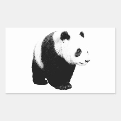 Black  White Panda Rectangular Sticker