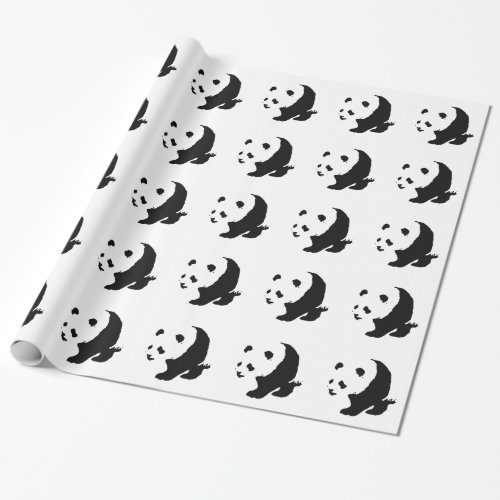 Black  White Panda Wrapping Paper