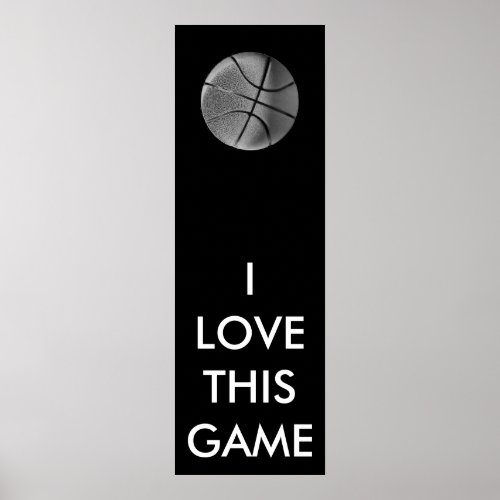 Black  White Panoramic Basketball Poster