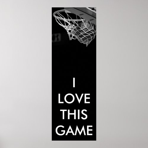 Black  White Panoramic Basketball Poster