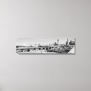 Black & White Panoramic Dallas Skyline View Canvas