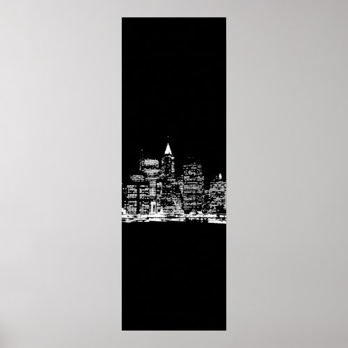Black  White Panoramic New York City Poster