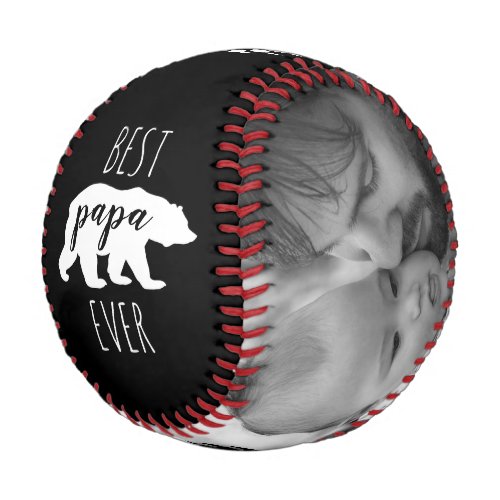 Black  White Papa Bear Fathers Day Custom Photo Baseball