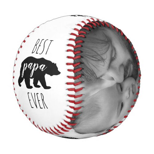 Black  White Papa Bear Fathers Day Custom Photo Baseball