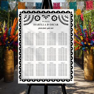 Black + White Papel Picado Wedding Seating Chart Foam Board