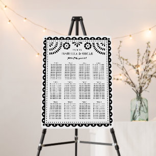 Black + White Papel Picado Wedding Seating Chart Foam Board