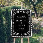 Black &amp; White Papel Picado Wedding Welcome Sign at Zazzle