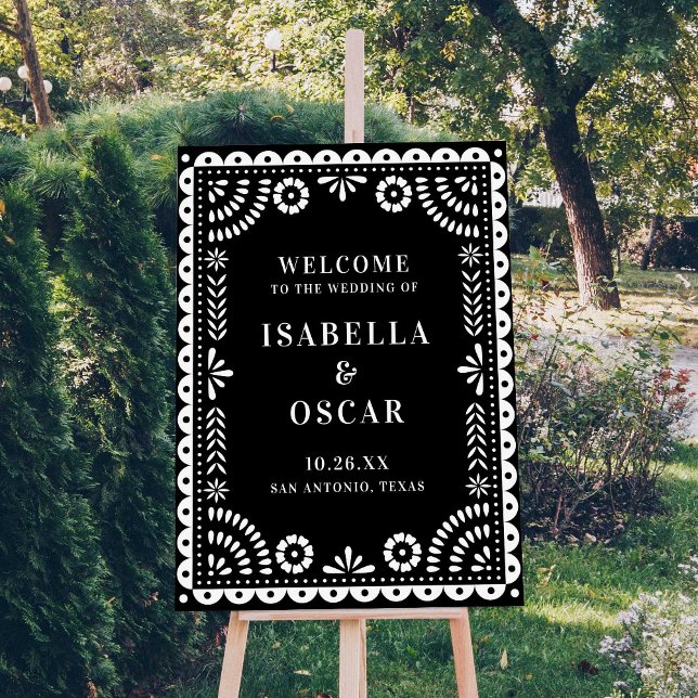 Black & White Papel Picado Wedding Welcome Sign (Creator Uploaded)