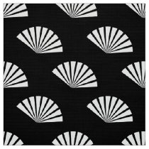 Black white paper fans oriental pattern fabric