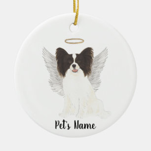 Black & White Papillon Sympathy Memorial Ceramic Ornament