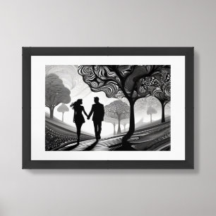 Black & White Paradise: Elegant Love Story Framed Art