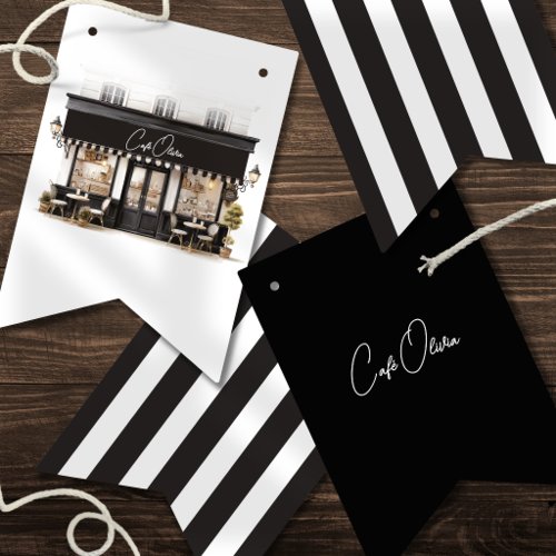 Black & White Paris Café Birthday Bunting Flags