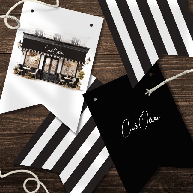Black & White Paris Café Birthday Bunting Flags (Creator Uploaded)