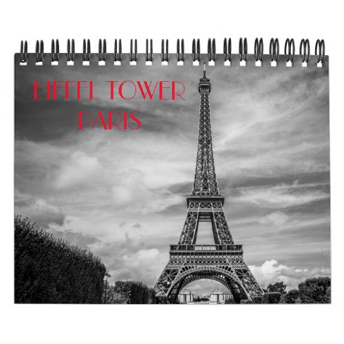 Black  White Paris Eiffel Tower Calendar