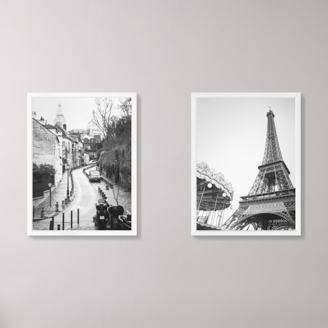 Black & White Paris Eiffel Tower Photo Print Set  (Front)