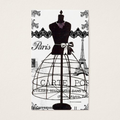 Black White Paris Fashion Mannequin Business Cards