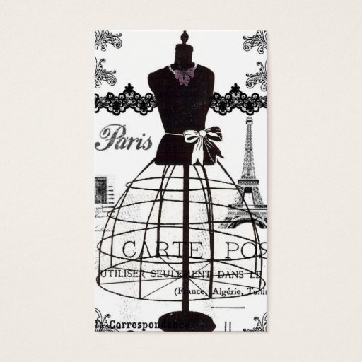 Customizable Black White Paris Fashion Mannequin Business Cards