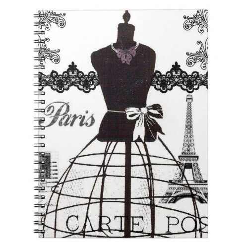Black White Paris Fashion Mannequin Notebook