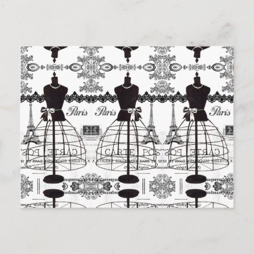 Black White Paris Fashion Mannequin Postcard