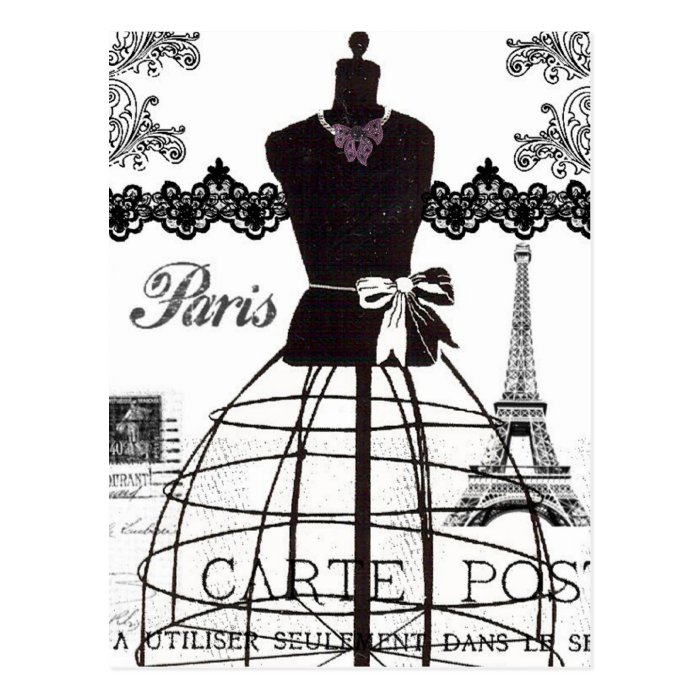 Black White Paris Fashion Mannequin Postcard | Zazzle
