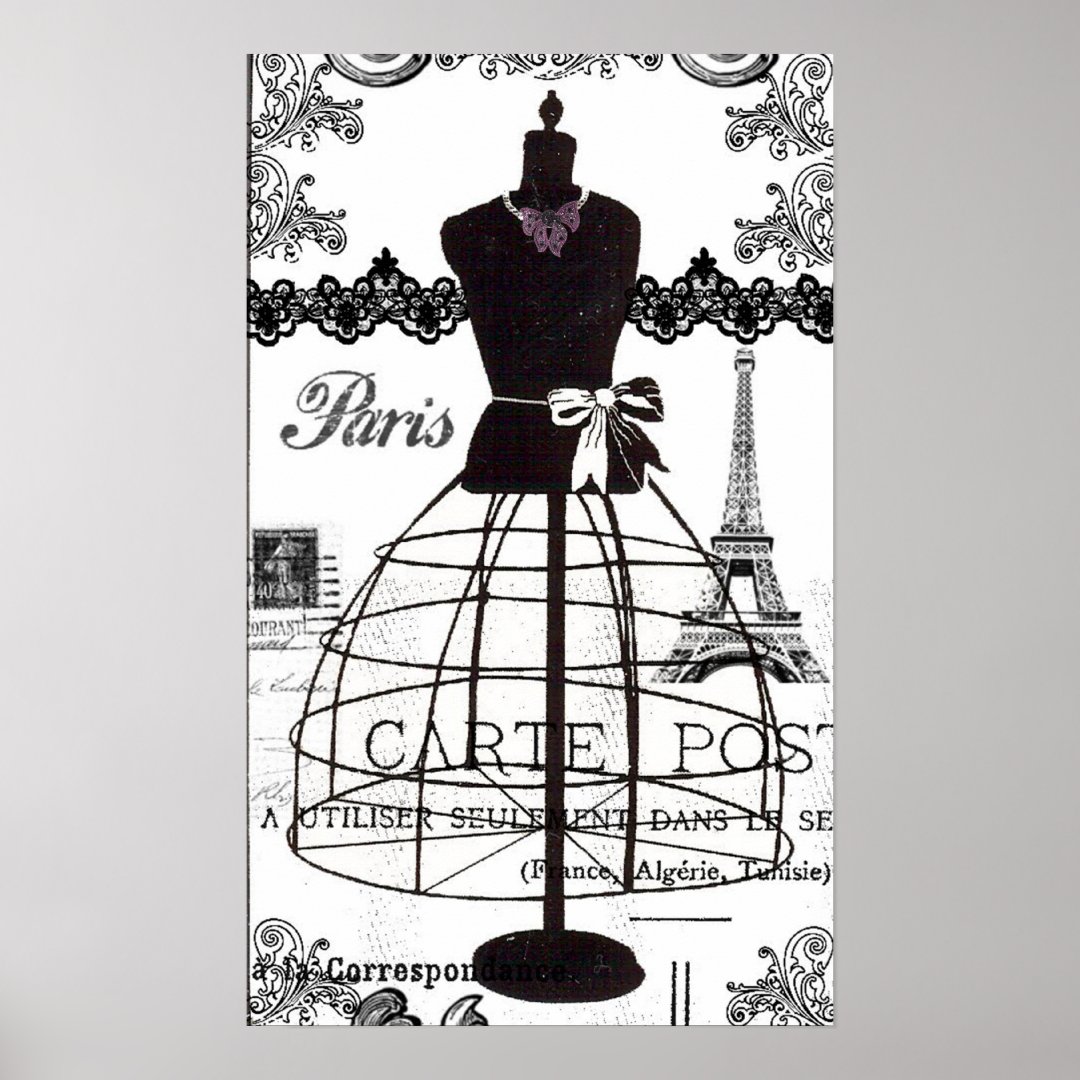 Black White Paris Fashion Mannequin Poster | Zazzle