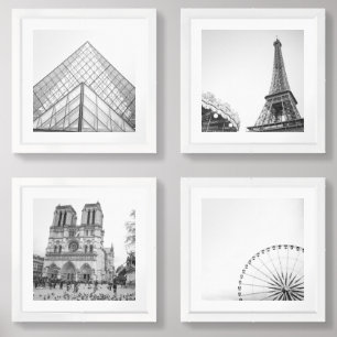 Black & White Paris Framed Wall Art Set of 4
