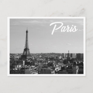 Black & White Paris Photo Eiffel Tower Skyline Postcard