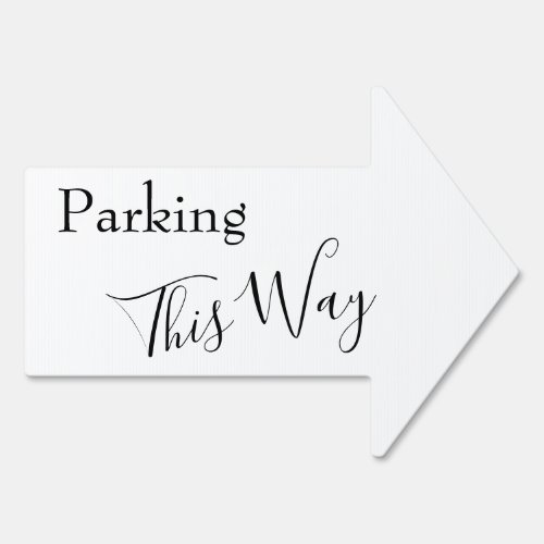 Black  White Parking this Way Simple Arrow Sign