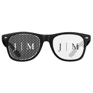 Black White Party Formal Monogram Classic Wedding Retro Sunglasses