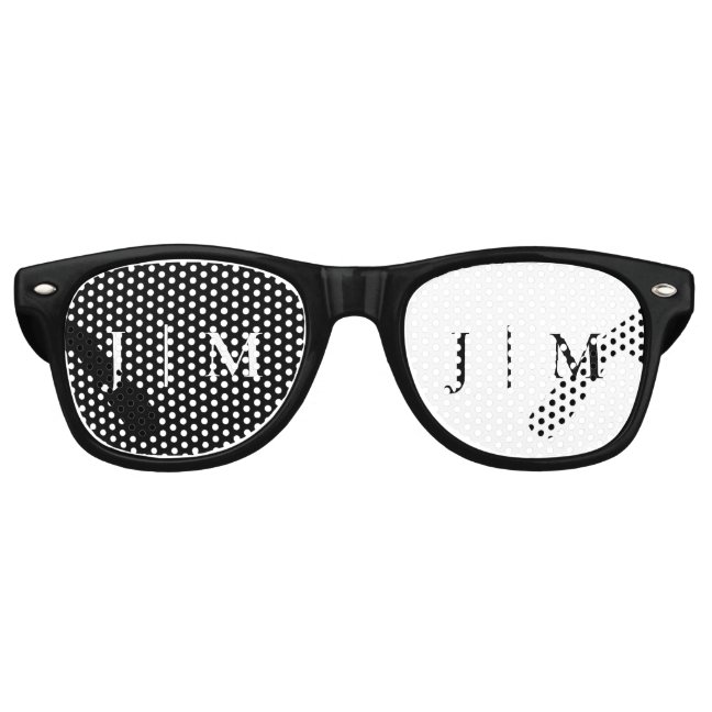 Black White Party Formal Monogram Classic Wedding Retro Sunglasses