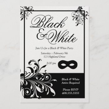 Black & White Party Invitation by charmingink at Zazzle