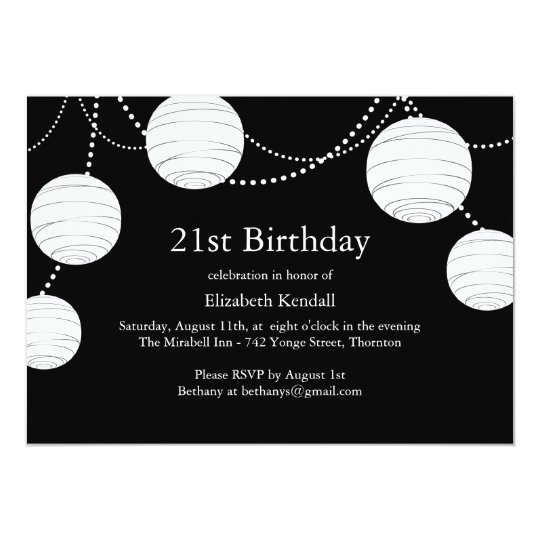 black white party lantern 21st birthday invite zazzle com