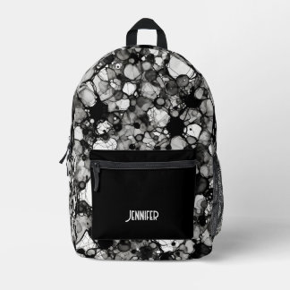 Black White Pattern Alcohol Ink Personalized Printed Backpack
