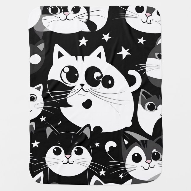 Black & White Pattern Baby Blanket (Front)