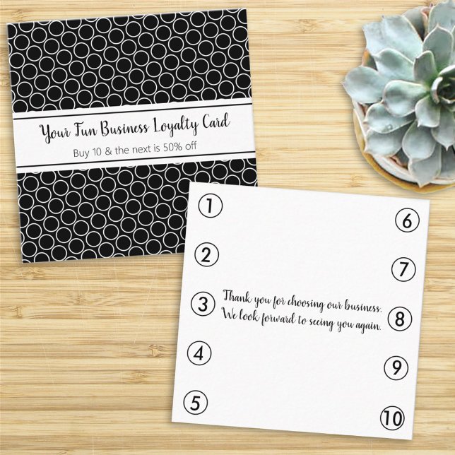 Black White Pattern Business Loyalty Punch Card (Creator Uploaded)