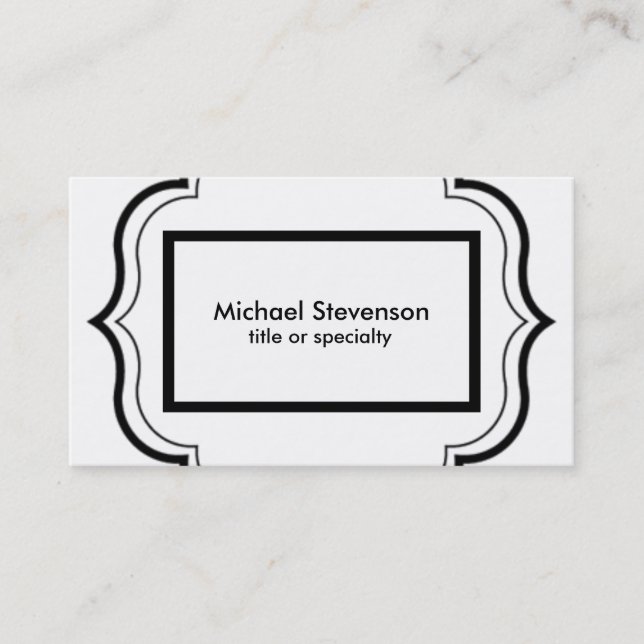Black White Pattern Classical Damask Business Card (Front)