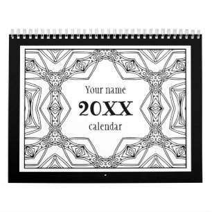 Black & White Pattern Coloring Book Calendar
