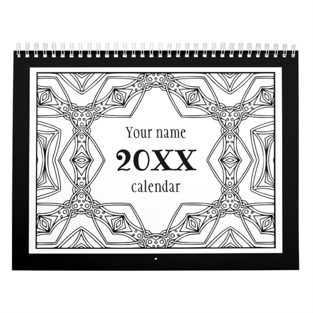Black & White Pattern Coloring Book Calendar (Cover)