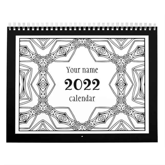 Black & White Pattern Coloring Book Calendar | Zazzle