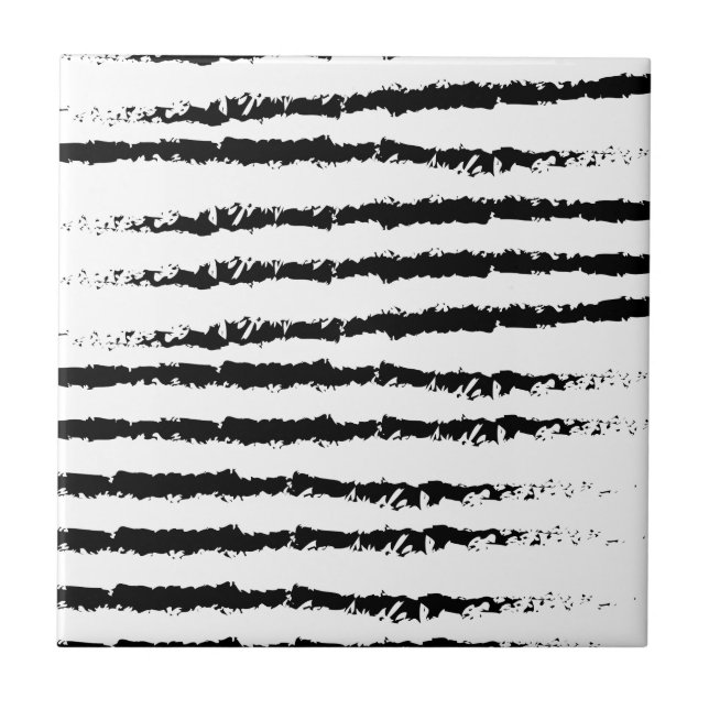 Black White pattern design Ceramic Tile (Front)