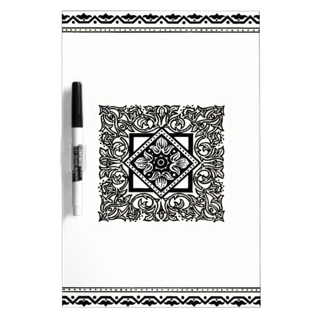 Black white pattern design dry erase board (Front)