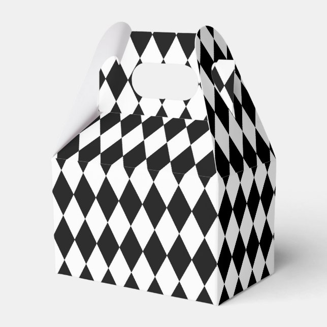 Black white pattern Gable favor box (Front Side)