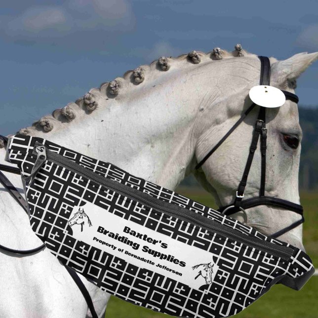 Black White Pattern Horse Show Mane Tail Braiding Fanny Pack (Creator Uploaded)