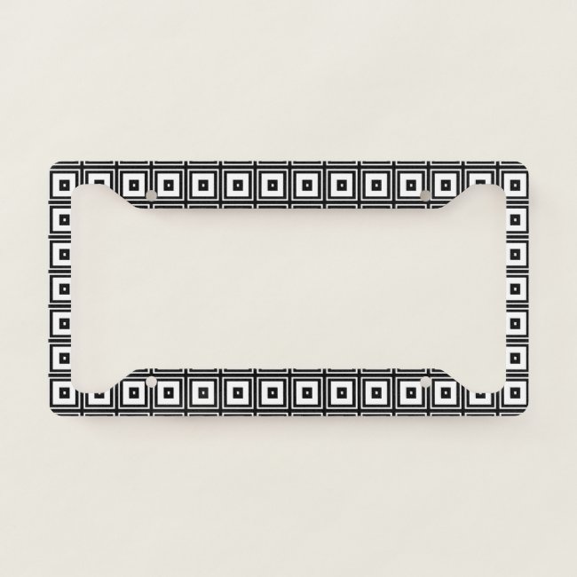 Black White Pattern License Plate Frame