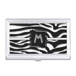 Black White Pattern Monogram Business Card Case