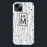 Black & White Pattern Monogram iPad Mini Case<br><div class="desc">Customizable iPad mini case featuring black and white stripes doodles pattern with tag and monogram. This is available in variety of colors and variety of cases and sleeves.</div>
